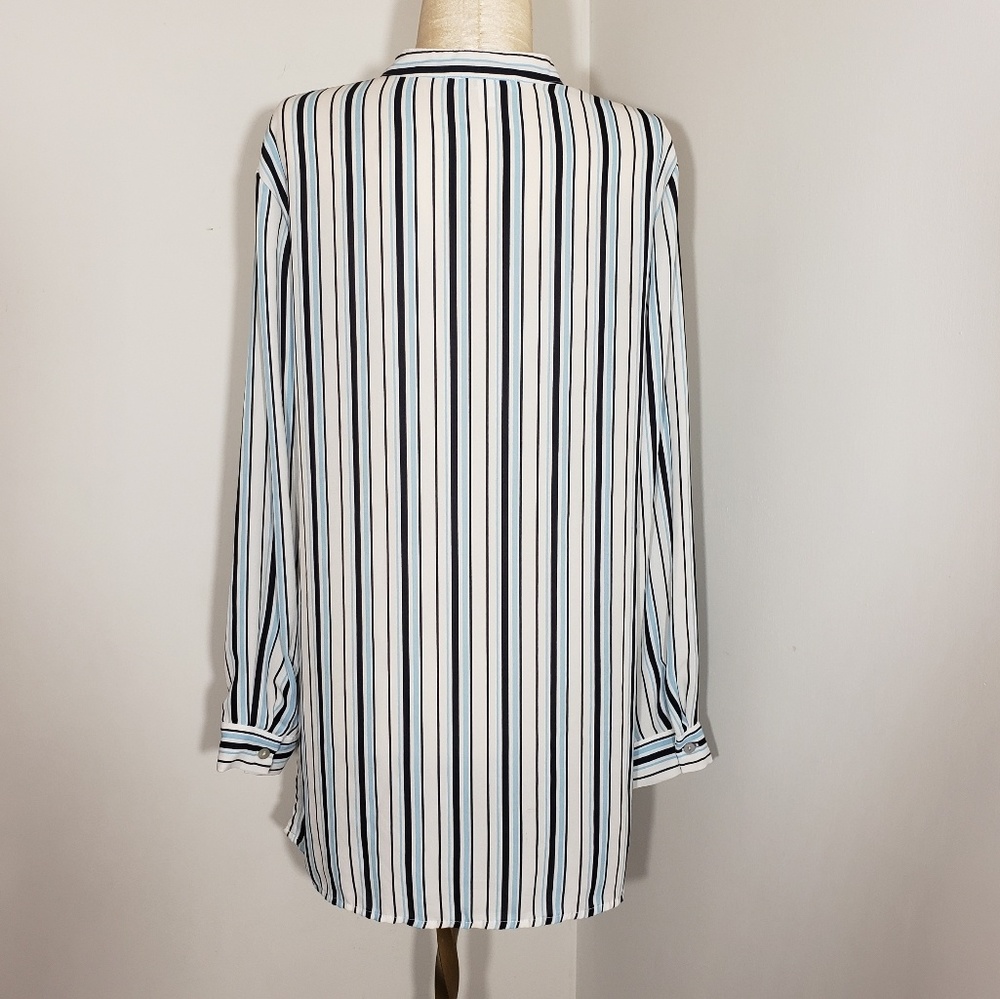 Spense blouse with mandarin collar and stipes Med - Picture 4 of 8